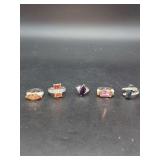 Assorted Multi-Color Gemstone and Pavé Ring Set