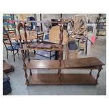 Modular Wooden Multi-Tier Display Shelving Unit with Turned Spindles