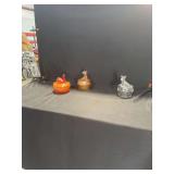 Pressed Glass Animal Lidded Jars Trio