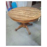 Round Oak Pedestal Table with Claw Feet