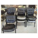 Set of Thirteen Black Office chairs with Metal Frames