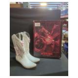 Los Altos Boots Ladies White Square Toe Western Boots Size 7 M with Box