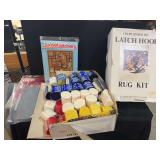 Assorted Latch Hook Rug Kits, Needlework Supplies, and Acrylic Yarn Bundles