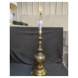 Brass Table Lamp with Turned Baluster Shaft