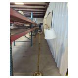 Brass Floor Lamp with Pleated White Shade