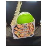 Kitchenware Utility Rack with Plastic Food Storage Container and Disposable Flatware Set