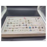 Assorted Ring Display Tray with Mixed Gemstones and Metals