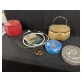 Sewing and Craft Storage Assortment with Wood Baskets and Thread Holders