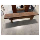 Handcrafted Solid Wood Bench with Stretcher Base