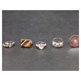 Assorted Ring Grouping Featuring Tiger's Eye and Winchester 12 Gauge Shotgun Shell Headstamp Designs