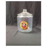 Big Mama Red Hot Sausage Glass Countertop Display Jar with Lid