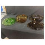 Assorted Press Molded and Amber Glass Servicing Vessels