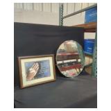 Framed Prayer of Jabez Print and Octagonal Beveled Wall Mirror