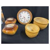 National Audubon Society Bird Wall Clock and Ceramic Planter Vessels
