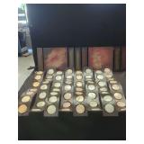 Wall Art Set With Curved Shell Accents And Floral Prints