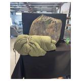 Camouflage Bag and Olive Green Quilted Fabric Item
