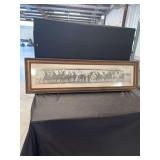 Framed Panoramic Photograph of Cowboys on Horseback with September Text