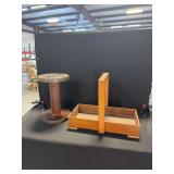 Industrial Wooden Spool and Rectangular Wooden Carry Tray
