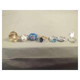 Group of Seven Rings in Size 9 with Various Gemstones and Enamel Work