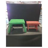 Two Wooden Painted Stools