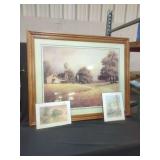 Hampton House Studios Framed Farm Landscape Print and Two Unframed Prints