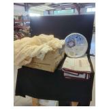 Textile Bundle Featuring Lace Fabric Box, Quilt, and Foam Wreath