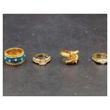 Four Piece Gold Tone Fashion Ring Assortment with Crystal Insets