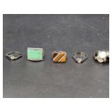 Five Piece Assorted Ring Grouping Featuring Gemstone and Crystal Accents