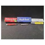 Three Pocket Knife Set with Original Boxes