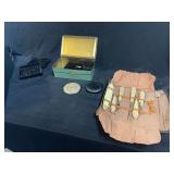 Vanity Cases, Grooming Implement Roll, and Decorative Tin Container