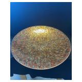 Large Round Copper-Tone Mosaic Wall Plaque with Geometric Pattern