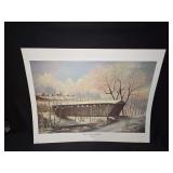 Russell May Covered Bridge In Winter Print Heritage Gallery 1981