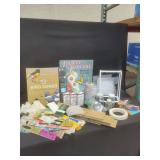 Mixed Craft and Sewing Supplies with Books and Household Accessories