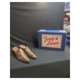 Tony Lama Tan Goat Leather Mules Size 9.5B With Original Box