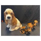 Ceramic Dog Figurines Set Including Cocker Spaniel and Two Dachshunds