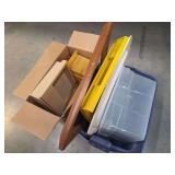 Mixed Storage Containers and Wooden Frame Components