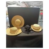Miss Bierner Black Felt Hat and Woven Straw Hats