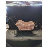 Woven Wood and Metal Sleigh Decor