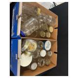 Assorted Glass Mason Jars and Canning Lids in Two Boxes