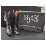 Black Jack Black Alligator Tail Western Boots Size 8.5D with Box