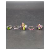 Assorted Multi-Stone and Colored Metal Rings