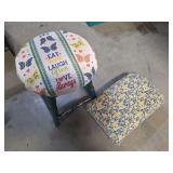 Stool and Footstool Set with Upholstered Tops