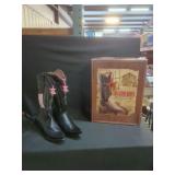 Los Altos Boots Black Deer Print Western Boots Size 10 M with Original Box