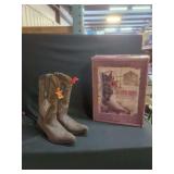 Los Altos Western Boots Size 8 EE Brown Cafe Crazy Leather J-Toe with Box
