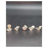 Assorted Silver Tone Rings with Various Stone Settings Set of Five