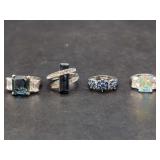 Group of Four Assorted Rings with Colored Stones