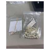 Two Piece Necklace Set Featuring Simulated Pearl Changeable Necklace and Gemstone Pendant Necklace