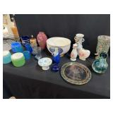 Mixed Decorative Home Goods and Glassware Ensemble