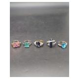 Assorted Gemstone and Cubic Zirconia Rings, Sizes 6 to 7.5