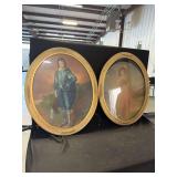 Pair of Oval Portrait Prints in Gilt Wood Frames